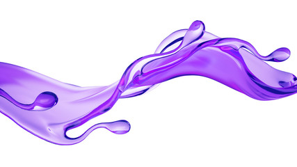 Splash of thick purple liquid. 3d illustration, 3d rendering.