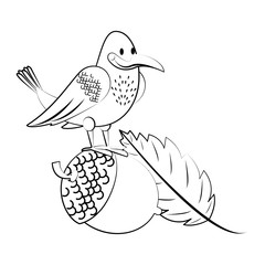 Wild animals and elements thanksgiving day and autumn season in black and white