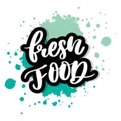 Fresh food lettering calligraphy Rubber Stamp green
