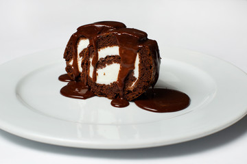 chocolate roll with ice cream