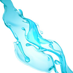 Obraz premium Splash of clear blue liquid, water. 3d illustration, 3d rendering.