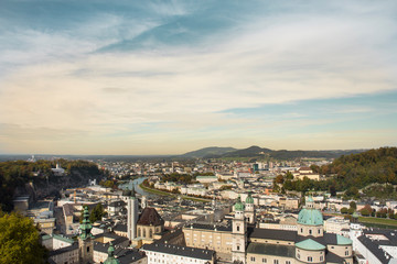 Old European city Salzburg landscape horizon