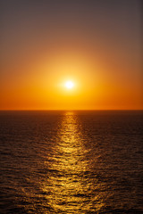 Beautiful sunset on horizon at the atlantic sea