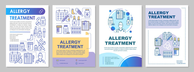 Fototapeta na wymiar Allergy treatment brochure template layout. Allergic disease prevention. Flyer, booklet, leaflet print design with illustrations. Vector page layouts for magazines, annual reports, advertising posters