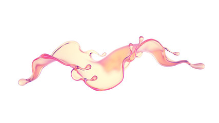 Splash of thick pink fluid. 3d illustration, 3d rendering.