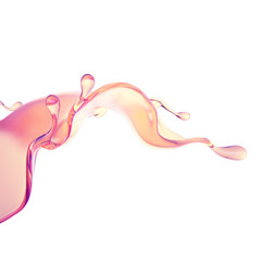 Splash of thick pink fluid. 3d illustration, 3d rendering.