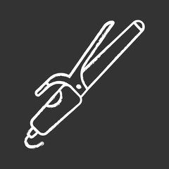 Hair curler glyph icon. Curling iron. Curling tongs. Creating curls by heating. Electric hairdresser tool. Professional hair styling. Silhouette symbol. Negative space. Vector isolated illustration