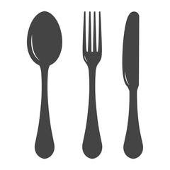 Restaurant set of tools from three subjects. Knife, fork, spoon