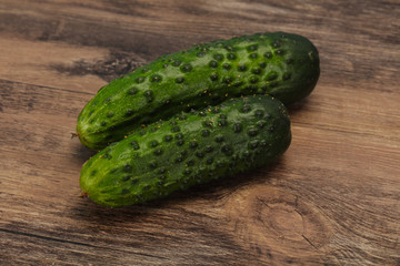 Ripe fresh green two cucumbers