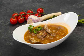 Caucasian Kharcho soup with beef meat
