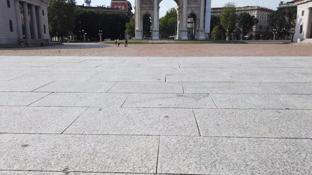 Arco della Pace near Sempione Park in Milan on a sunny day in August