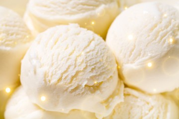 Ice cream vanilla dessert scoops delicious close-up isolated