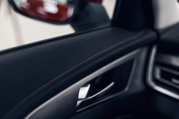 Car interior. Car door interior trim. Soft focus