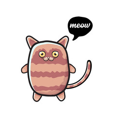 kawaii cute cat isolated on white background. Cartoon happy kitten with big eyes