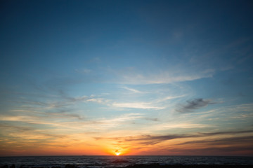 Amazing sky with clouds during sunset in the Atlantic ocean.