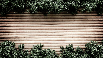 Summer banner, tree and leaves. 3d illustration, 3d rendering.