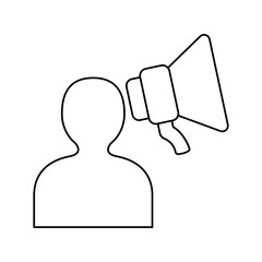 silhouette person avatar with megaphone