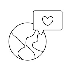 world planet with speech bubble