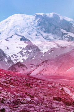 Pink Hills leading to Glacial Mountain