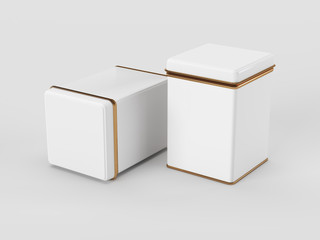 Tea caddy mockup. Studio packshot. 3D rendering.