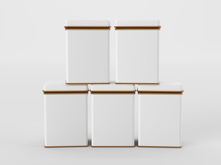 Tea caddy mockup. Studio packshot. 3D rendering.