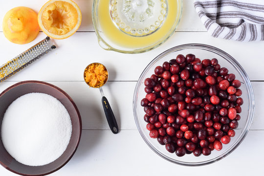 Ingredients for making cranberry sauce