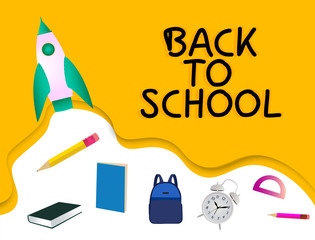 back to school sale banner, poster, flat design colorful, vector