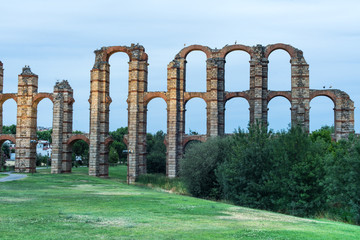 Fototapeta na wymiar Famous aqueduct of Merida, Spain