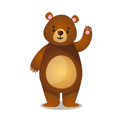 Pleasant cartoon brown grizzly teddy bear greeting