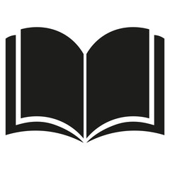 Black open book icon isolated on white background