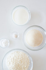 Baking Ingredients in Glass Bowls