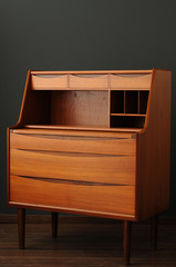  cabinet, escritoire, secretary, davenport, teak wood, vintage