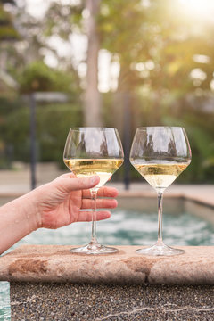 wine by the pool