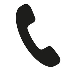 Black telephone icon isolated on white background