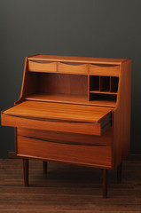 Fototapeta na wymiar cabinet, escritoire, secretary, davenport, teak wood, vintage