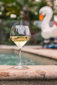 wine by the pool