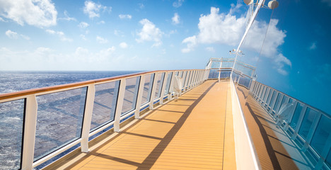 Empty open deck on a Cruise ship on sunny day