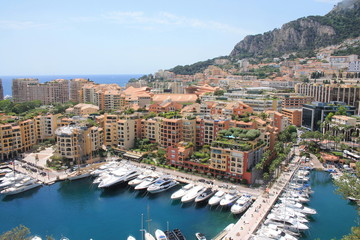 Naklejka na ściany i meble Panoramic view on Fontvieille harbour in Monaco