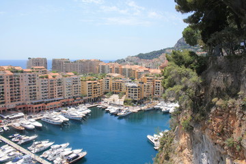 Panoramic view on Fontvieille harbour in Monaco