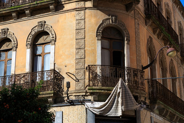 Cordoba,Spain,2,2014:balconies and windows of Maria Cristina Street