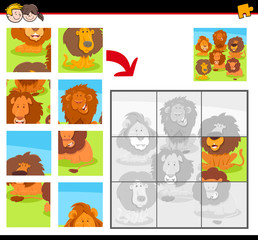jigsaw puzzles with cartoon happy lions