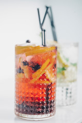 glass of fresh juice with fruits