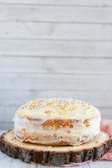 Vanilla Birthday Cake with Colorful Sprinkles on Top