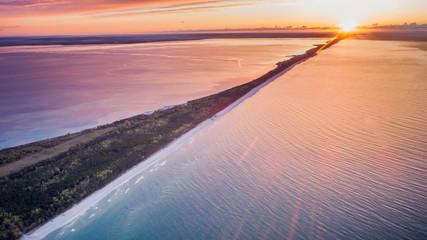 Hel, zachód słońca nad półwyspem Helskim © Konrad Kerker