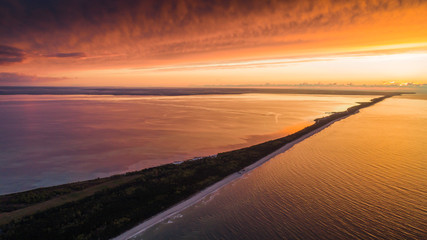 Hel, zachód słońca nad półwyspem Helskim © Konrad Kerker
