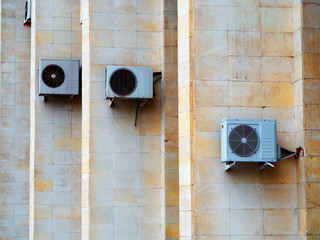 Three air-conditioners on the wall object background hd