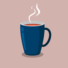 Cup of tea vector illustration. Porcelain mug with hot tea picture.