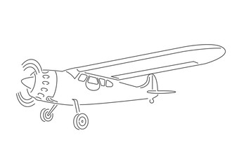 Small plane vector illustration. Single engine propelled aircraft. Air tours wehicle