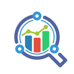 Illustrated icon with the concept of a smart tech business analysis system