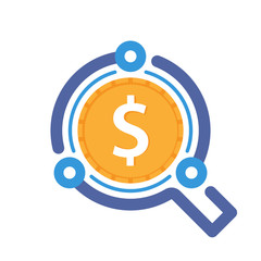 Illustrated icon with the concept of a smart tech financial audit system